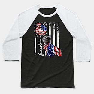 Patriotic 4th of July Cat Freedom Cat American Flag America Baseball T-Shirt